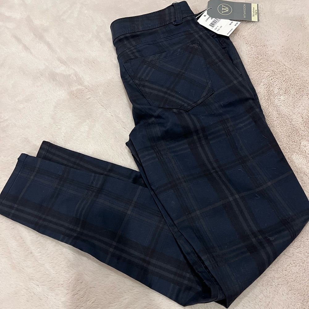 Wit & Wisdom AB-Solution Blue Plaid Skinny Pants (6) NWT